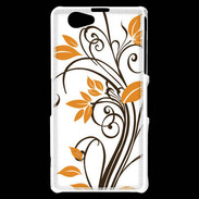 Coque Sony Xperia Z1 Compact motif floral marron