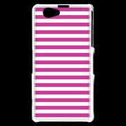 Coque Sony Xperia Z1 Compact rayures blanches et roses