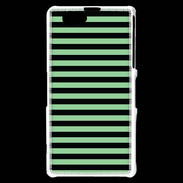 Coque Sony Xperia Z1 Compact rayures vert d'eau et noires