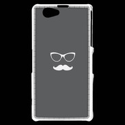 Coque Sony Xperia Z1 Compact moustache gris & blanc