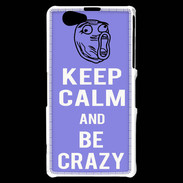 Coque Sony Xperia Z1 Compact Keep calm Be Crazy Bleu