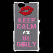 Coque Sony Xperia Z1 Compact Keep Calm Girl Gris