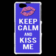 Coque Sony Xperia Z1 Compact Keep Calm Kiss me Bleu