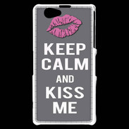Coque Sony Xperia Z1 Compact Keep Calm Kiss me Gris