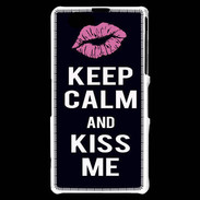 Coque Sony Xperia Z1 Compact Keep Calm Kiss me Noir