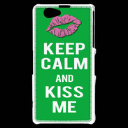Coque Sony Xperia Z1 Compact Keep Calm Kiss me Vert