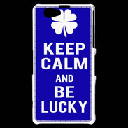 Coque Sony Xperia Z1 Compact Keep Calm Be lucky Bleu