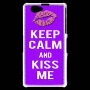 Coque Sony Xperia Z1 Compact Keep Calm Kiss me Violet