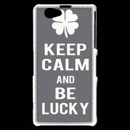Coque Sony Xperia Z1 Compact Keep Calm Be lucky Gris