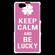 Coque Sony Xperia Z1 Compact Keep Calm Be Lucky Rose