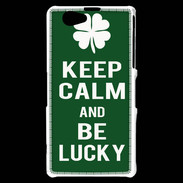 Coque Sony Xperia Z1 Compact Keep Calm Be lucky Vert