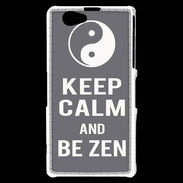 Coque Sony Xperia Z1 Compact Keep Calm Be Zen Gris