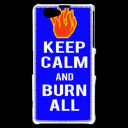 Coque Sony Xperia Z1 Compact Keep Calm Burn Bleu