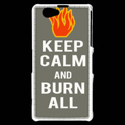 Coque Sony Xperia Z1 Compact Keep Calm Burn Gris