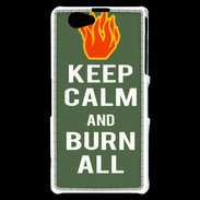 Coque Sony Xperia Z1 Compact Keep Calm Burn Kaki