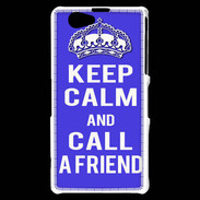 Coque Sony Xperia Z1 Compact Keep Calm Call friend Bleu