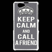 Coque Sony Xperia Z1 Compact Keep Calm Call friend Gris