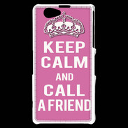 Coque Sony Xperia Z1 Compact Keep Calm Call Rose