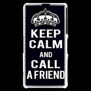 Coque Sony Xperia Z1 Compact Keep Calm Call friend Noir