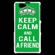 Coque Sony Xperia Z1 Compact Keep Calm Call friend Vert