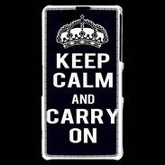 Coque Sony Xperia Z1 Compact Keep Calm Carry on Noir