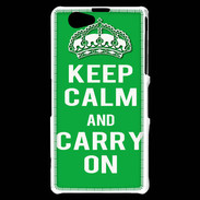 Coque Sony Xperia Z1 Compact Keep Calm Carry on Vert