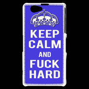 Coque Sony Xperia Z1 Compact Keep Calm Fuck hard bleu