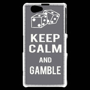 Coque Sony Xperia Z1 Compact Keep Calm Gamble Gris