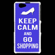 Coque Sony Xperia Z1 Compact Keep Calm Go Shopping Bleu