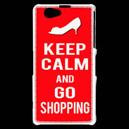 Coque Sony Xperia Z1 Compact Keep Calm Go Shopping Rouge