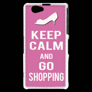 Coque Sony Xperia Z1 Compact Keep Calm Go Shopping Rose