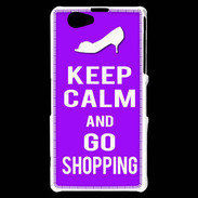 Coque Sony Xperia Z1 Compact Keep Calm Go Shopping Violet