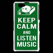 Coque Sony Xperia Z1 Compact Keep Calm Listen music Vert