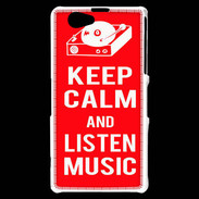 Coque Sony Xperia Z1 Compact Keep Calm Listen music Rouge