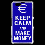Coque Sony Xperia Z1 Compact Keep Calm Make money Bleu