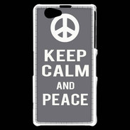 Coque Sony Xperia Z1 Compact Keep Calm Peace Gris