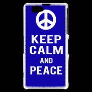 Coque Sony Xperia Z1 Compact Keep Calm Peace Bleu