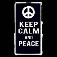 Coque Sony Xperia Z1 Compact Keep Calm Peace Noir