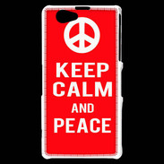 Coque Sony Xperia Z1 Compact Keep Calm Peace Rouge