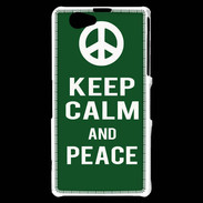 Coque Sony Xperia Z1 Compact Keep Calm Peace Vert