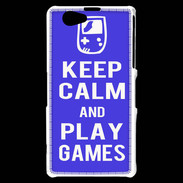 Coque Sony Xperia Z1 Compact Keep Calm Play games Bleu