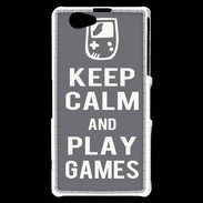 Coque Sony Xperia Z1 Compact Keep Calm Play games Gris