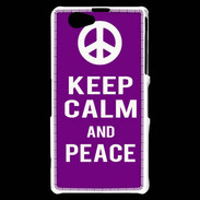 Coque Sony Xperia Z1 Compact Keep Calm Peace Violet