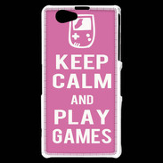 Coque Sony Xperia Z1 Compact Keep Calm Play games Rose