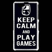 Coque Sony Xperia Z1 Compact Keep Calm Play games Noir