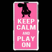 Coque Sony Xperia Z1 Compact Keep Calm Play on Rose