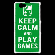 Coque Sony Xperia Z1 Compact Keep Calm Play games Vert