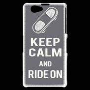 Coque Sony Xperia Z1 Compact Keep Calm Ride on Gris