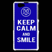 Coque Sony Xperia Z1 Compact Keep Calm Smile Bleu