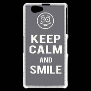 Coque Sony Xperia Z1 Compact Keep Calm Smile Gris